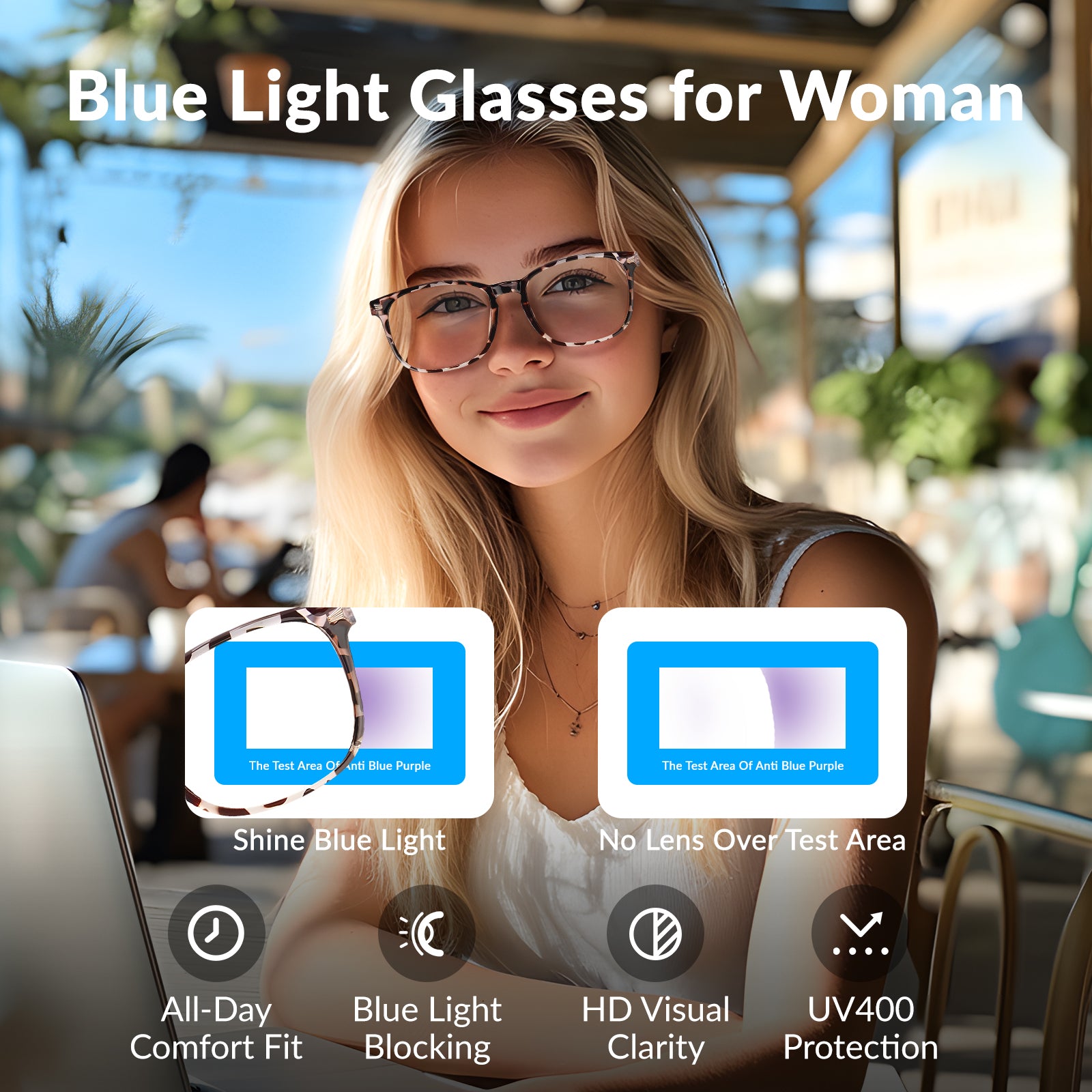 WINTOO Blue Light Glasses for Woman Men | 99% Blue Light Blocking Glasses for Computer Gaming TV Phone Screen Square Frame | Anti Eyestrain & UV Glare Protection - 5 Pair : 4