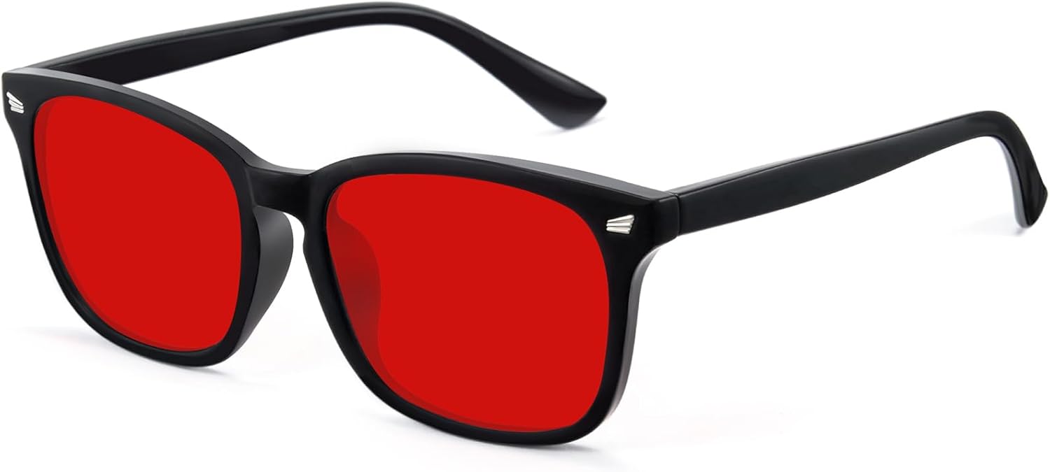 WINTOO Red Lens Glasses Blue Light Glasses Men Women - 99.9% Blue Green Blocking for Computer, Gaming, TV, Phone Screens
