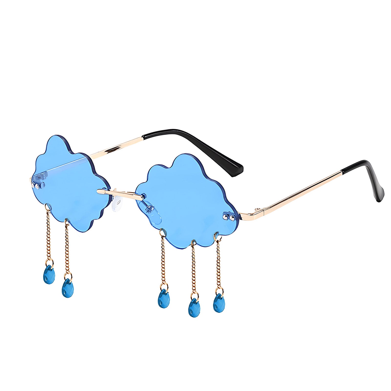 Rimless Sunglasses for Womens and Men Retro Sunglasses 90s Funny Cloud Shaped Disco Glasses