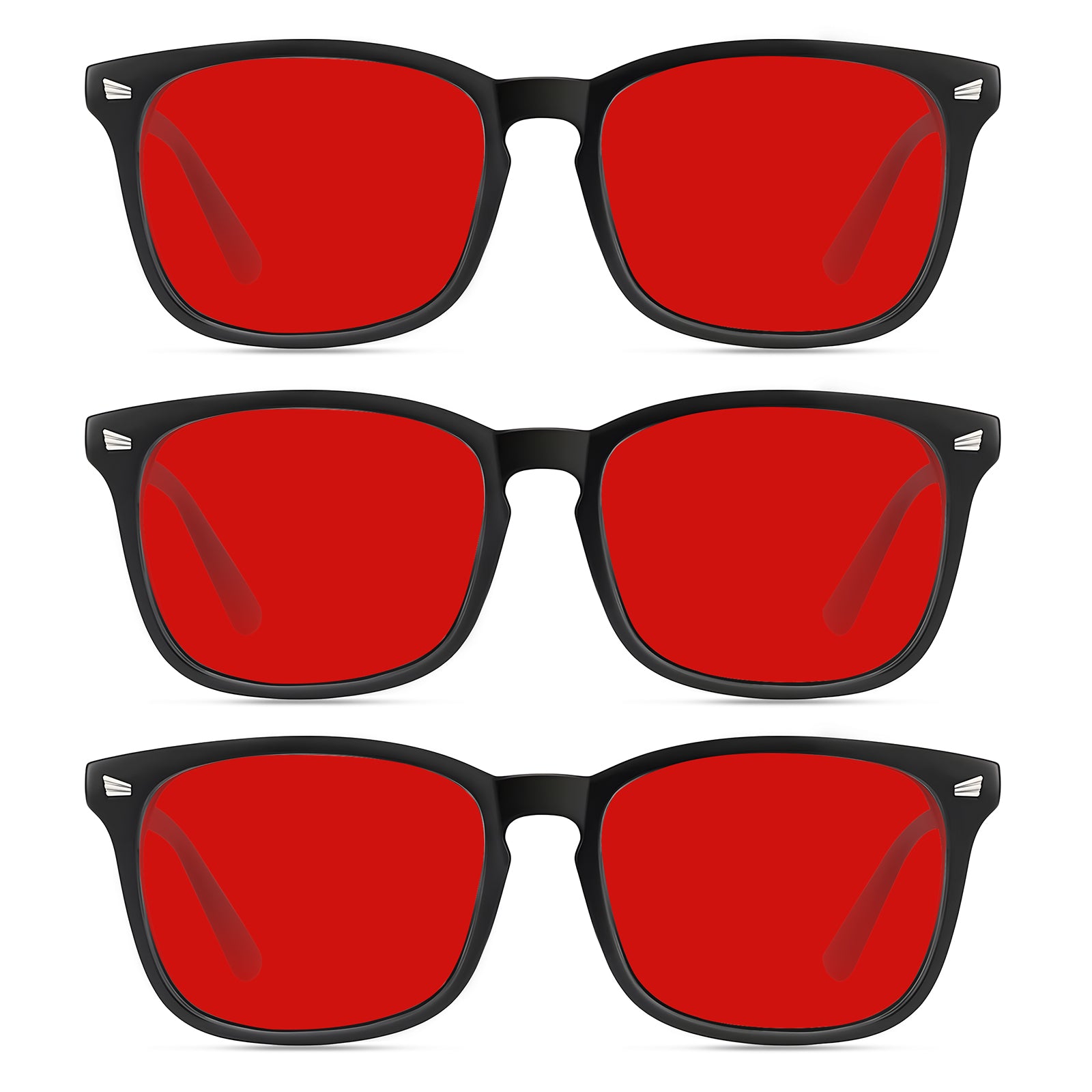 WINTOO Red Lens Glasses Blue Light Glasses Men Women - 99.9% Blue Green Blocking for Computer, Gaming, TV, Phone Screens - 3 Pair : 1