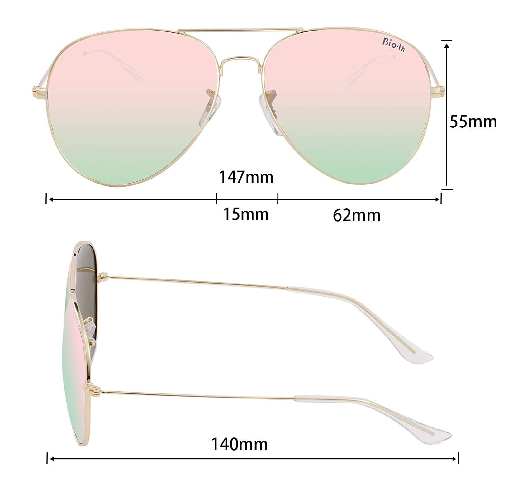 Polarized Aviator Sunglasses UV Protection Metal Mirror Frame
