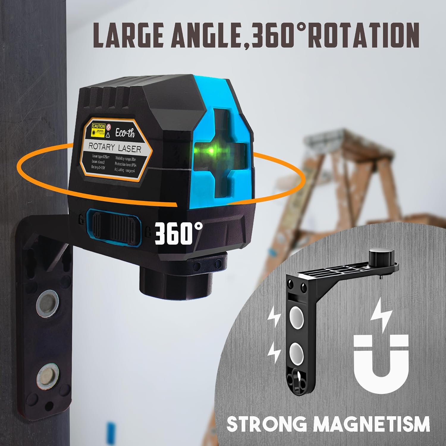 Laser Level 360 Self Leveling,4x360¡ 16 Lines 4D Green Cross Line Laser with 2 Batteries, Adjustable Brightness & Remote Control for Construction, Tiling, and Picture Hanging : 10