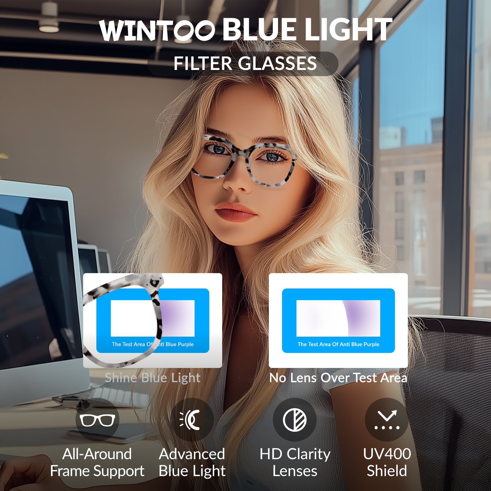 Blue Light Glasses for Woman Men Oversized Blue Light Blocking Glasses Anti Eyestrain UV Protection Computer Eyeglasses