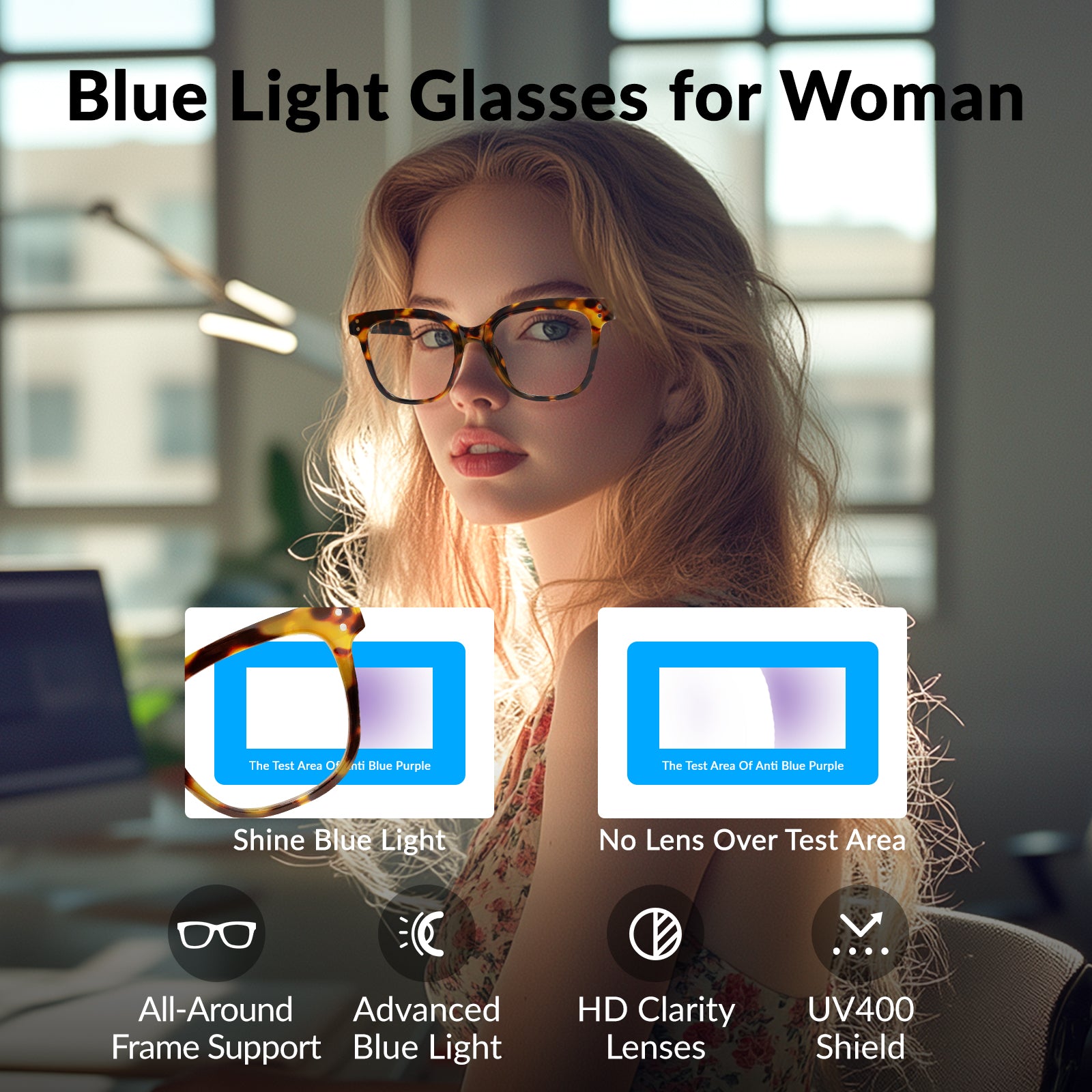 Blue Light Glasses for Woman Men Oversized Blue Light Blocking Glasses Anti Eyestrain UV Protection Computer Eyeglasses