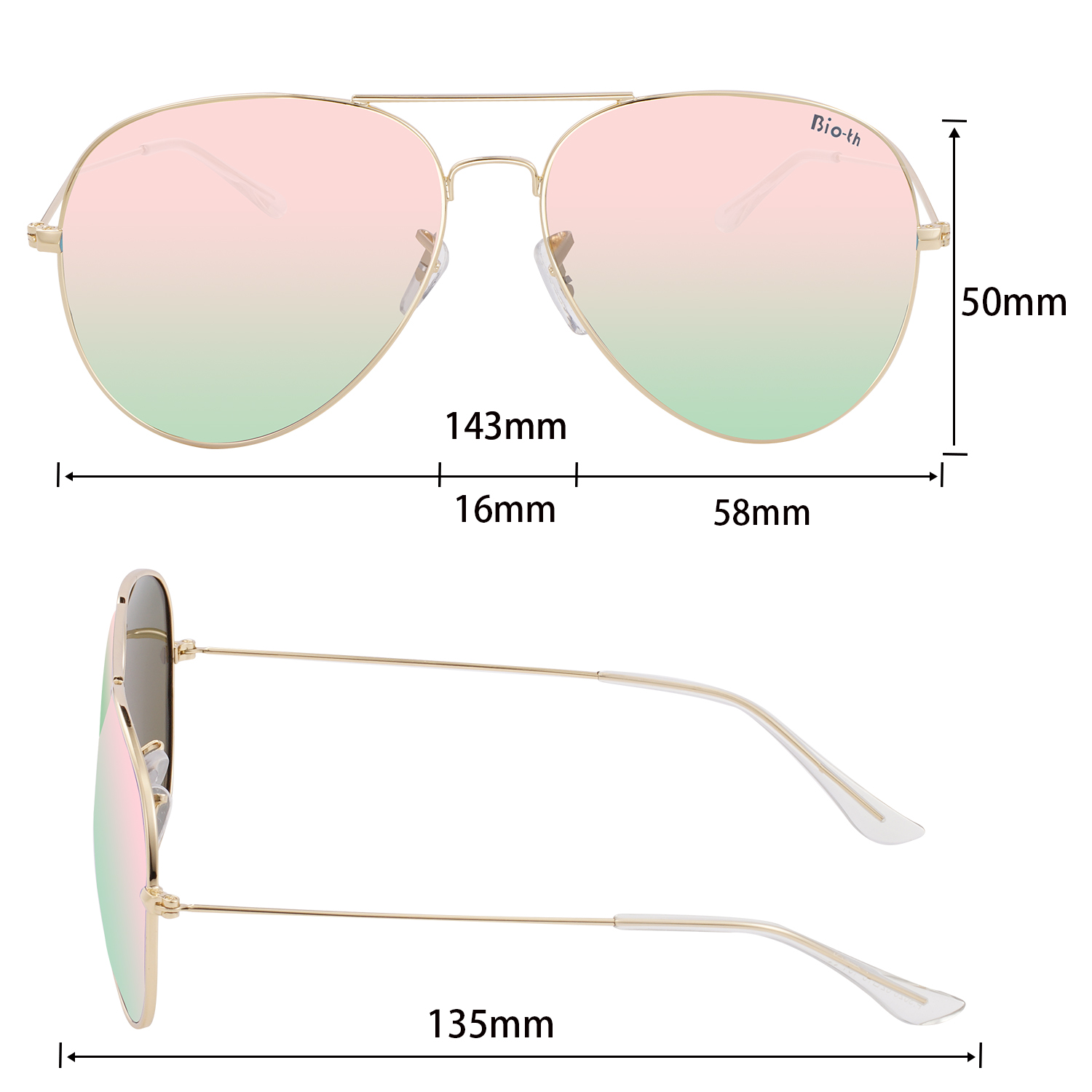 Polarized Aviator Sunglasses UV Protection Metal Mirror Frame