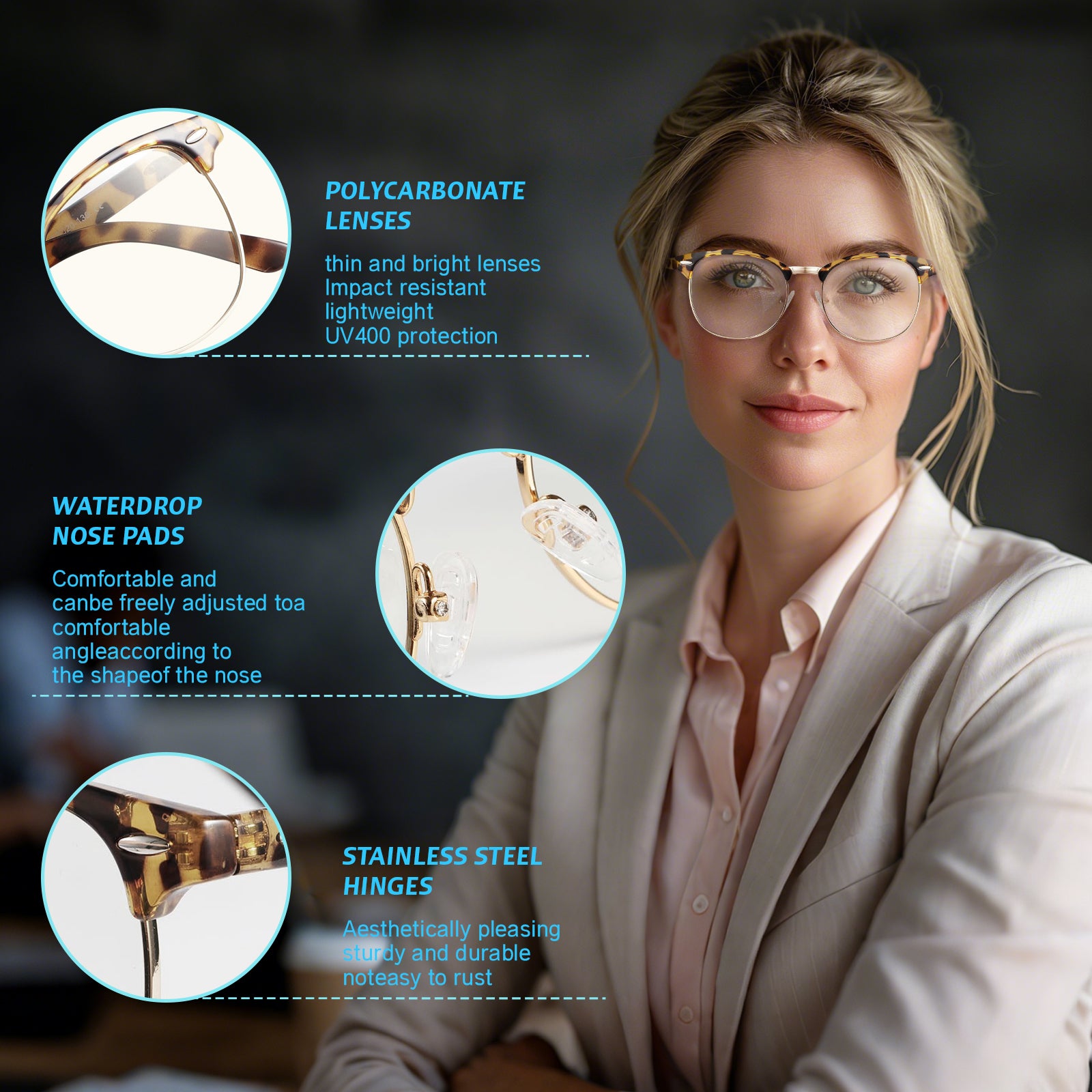 Blue Light Glasses for Woman Men Oversized Blue Light Blocking Glasses Anti Eyestrain UV Protection Computer Eyeglasses