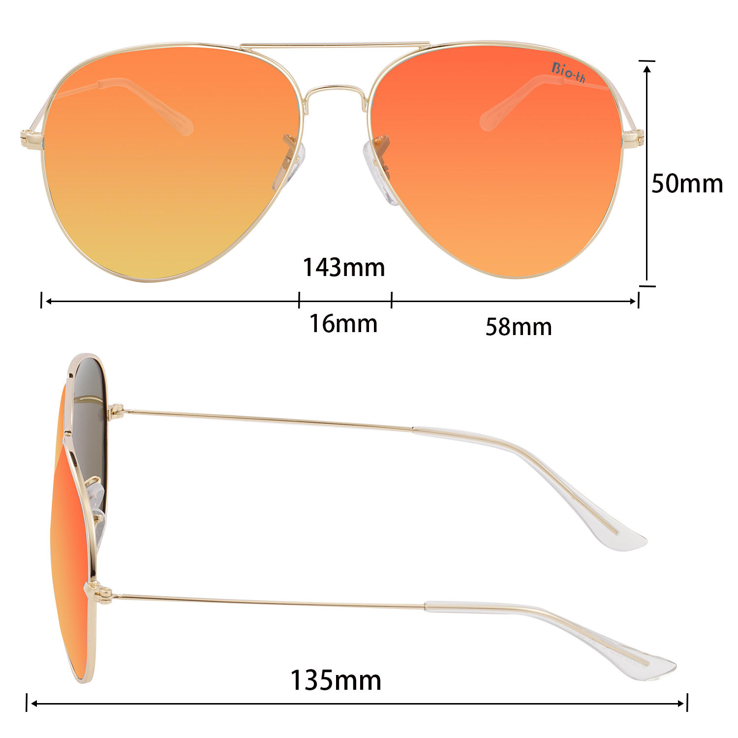 Polarized Aviator Sunglasses UV Protection Metal Mirror Frame