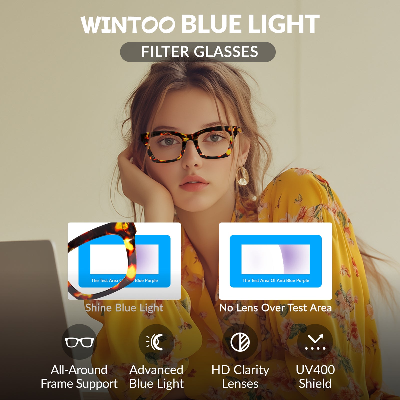 Blue Light Glasses for Woman Men Oversized Blue Light Blocking Glasses Anti Eyestrain UV Protection Computer Eyeglasses