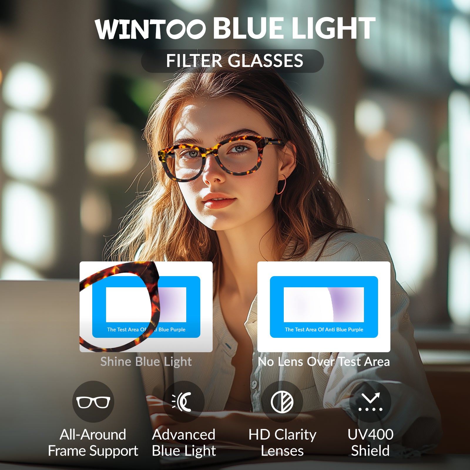 Blue Light Glasses for Woman Men Oversized Blue Light Blocking Glasses Anti Eyestrain UV Protection Computer Eyeglasses
