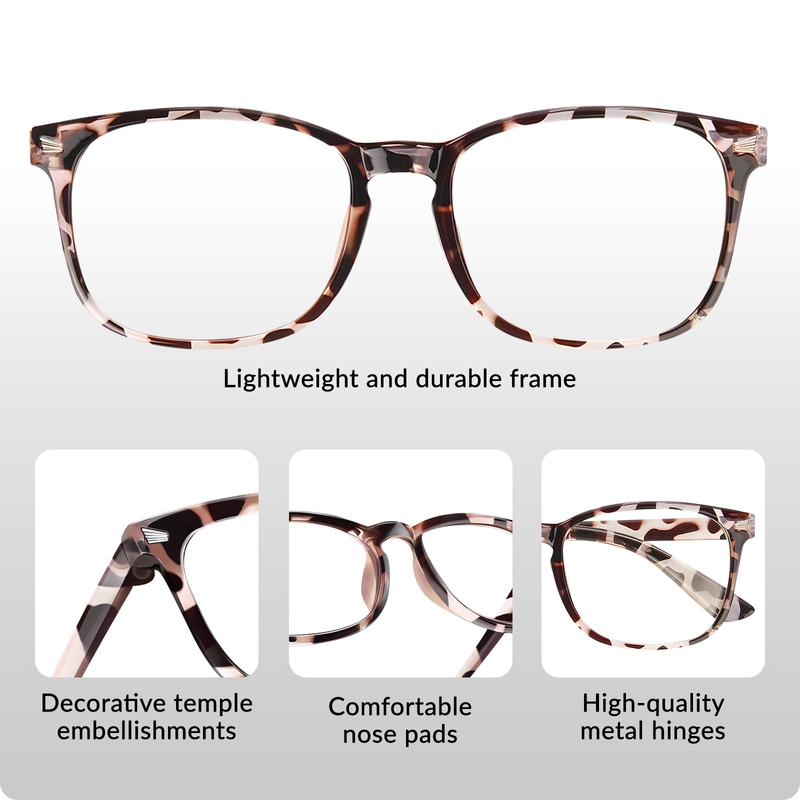 WINTOO Blue Light Glasses for Woman Men | 99% Blue Light Blocking Glasses for Computer Gaming TV Phone Screen Square Frame | Anti Eyestrain & UV Glare Protection - 5 Pair : 4