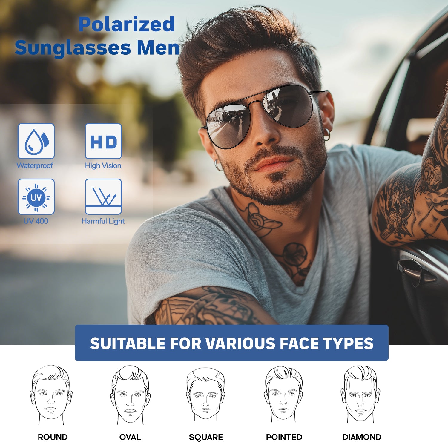 Bio-th Polarized Sunglasses Men Women UV Protection, Polarized Fishing Sunglasses Mens, for Fishing Golf, Retro Driving : 14