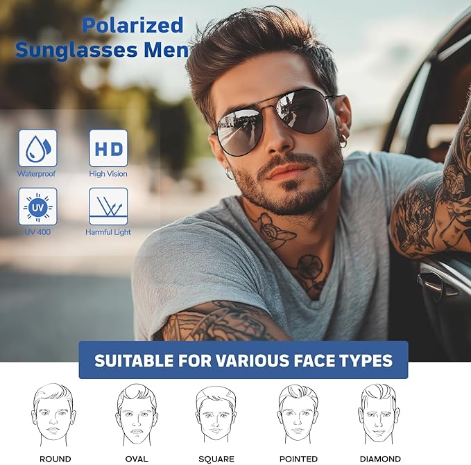 Bio-th Polarized Sunglasses Men Women UV Protection, Polarized Fishing Sunglasses Mens, for Fishing Golf, Retro Driving : 12