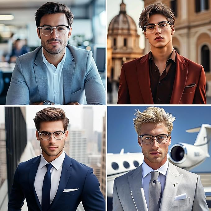 WINTOO Blue Light Glasses Men and Woman, 99% Blue Light Blocking Glasses for Computer Gaming TV Phone Screen Half Frame UV Clear Lens Anti Eyestrain : 26