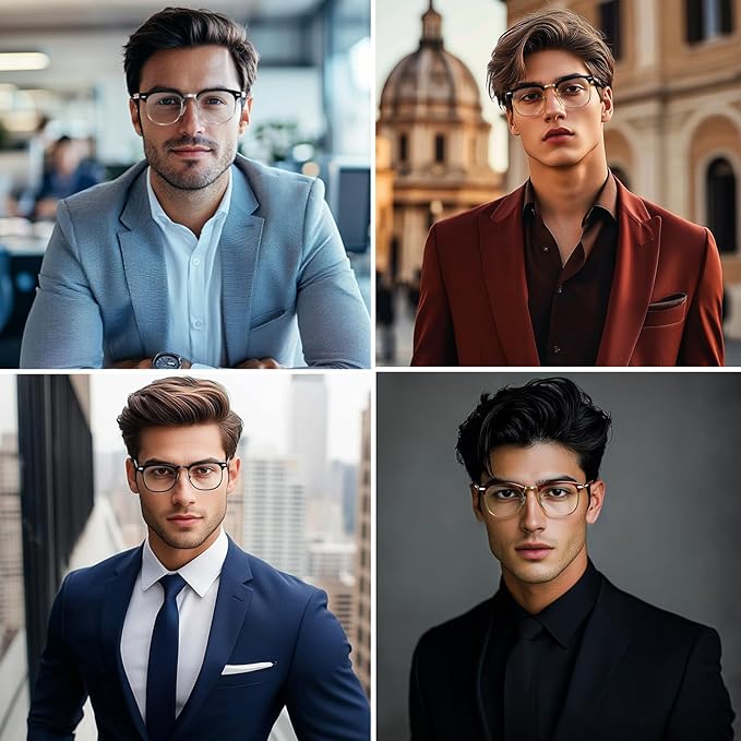 Blue Light Glasses Men and Woman, 99% Blue Light Blocking Glasses for Computer Gaming TV Phone Screen Half Frame UV Clear Lens Anti Eyestrain : 24