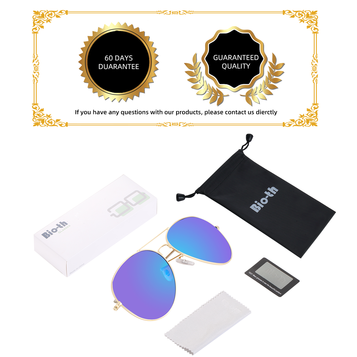 Polarized Aviator Sunglasses UV Protection Metal Mirror Frame