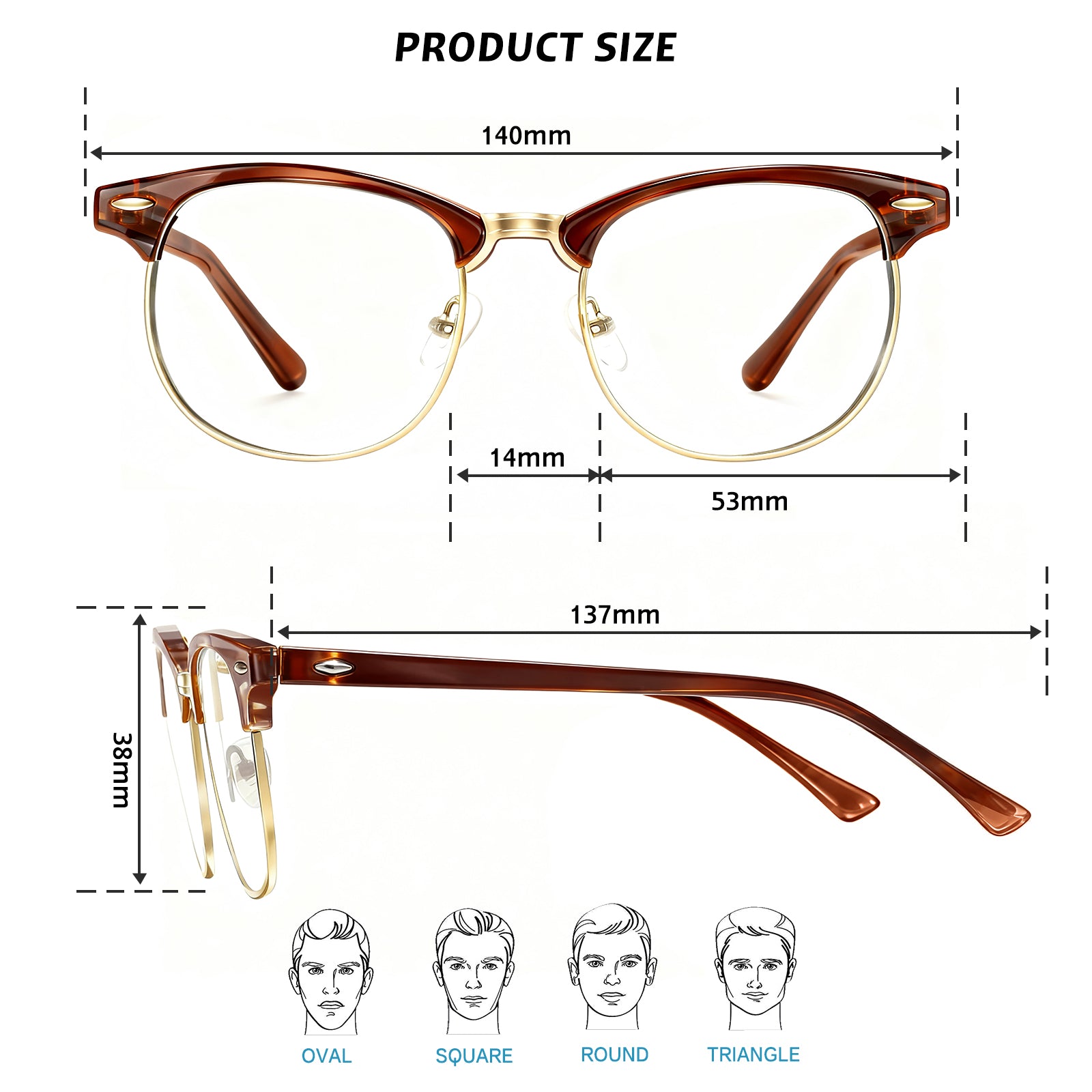 WINTOO Blue Light Glasses Men and Woman, 99% Blue Light Blocking Glasses for Computer Gaming TV Phone Screen Half Frame UV Clear Lens Anti Eyestrain : 23