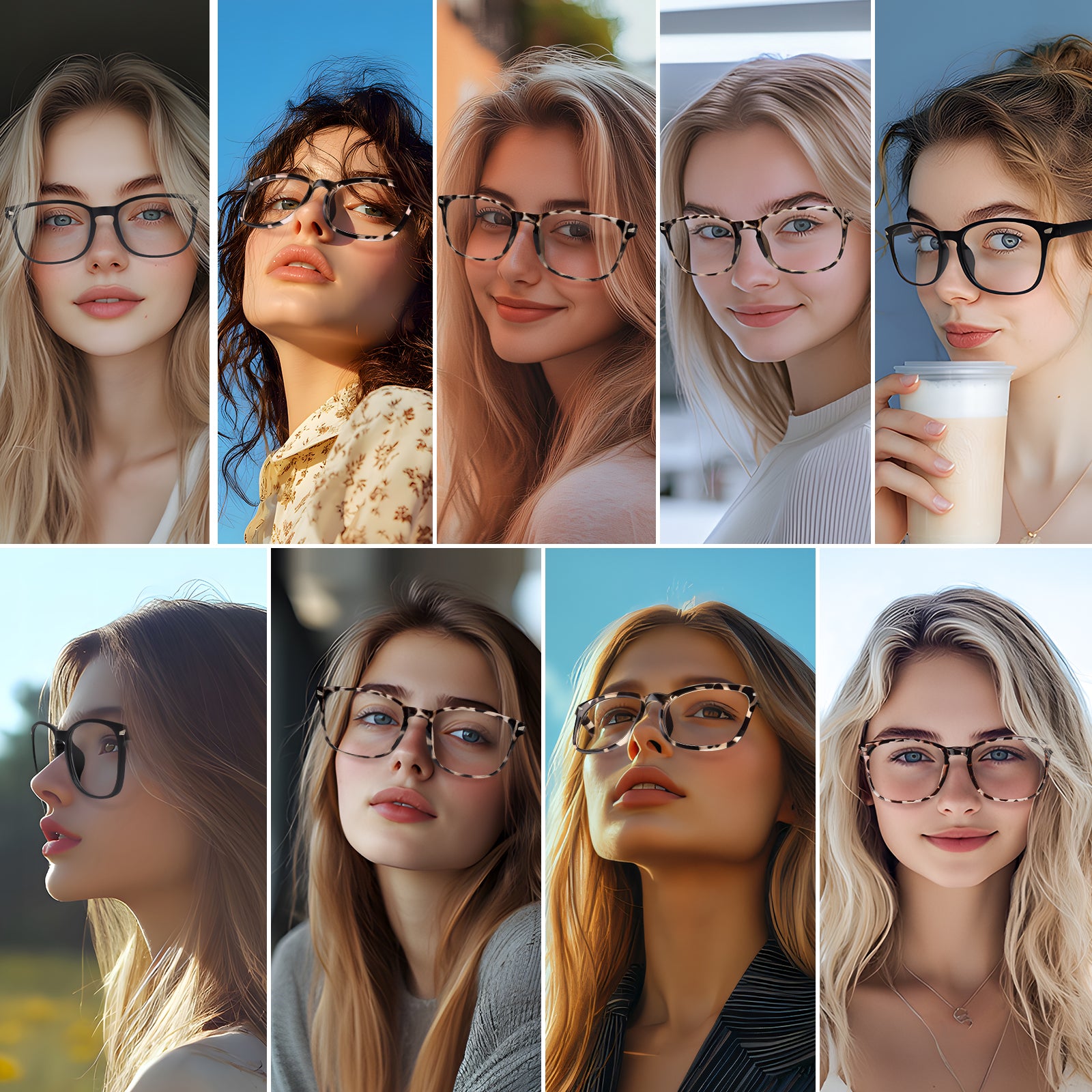 WINTOO Blue Light Glasses for Woman Men | 99% Blue Light Blocking Glasses for Computer Gaming TV Phone Screen Square Frame | Anti Eyestrain & UV Glare Protection - 5 Pair : 5