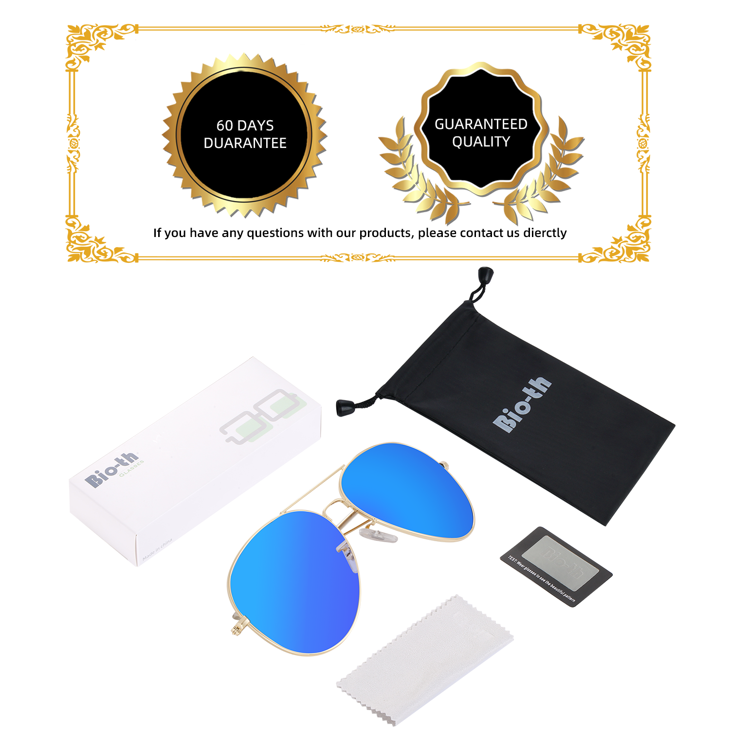 Polarized Aviator Sunglasses UV Protection Metal Mirror Frame