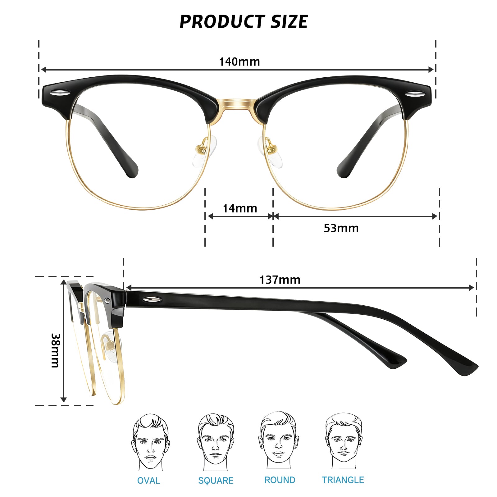 WINTOO Blue Light Glasses Men and Woman, 99% Blue Light Blocking Glasses for Computer Gaming TV Phone Screen Half Frame UV Clear Lens Anti Eyestrain : 20