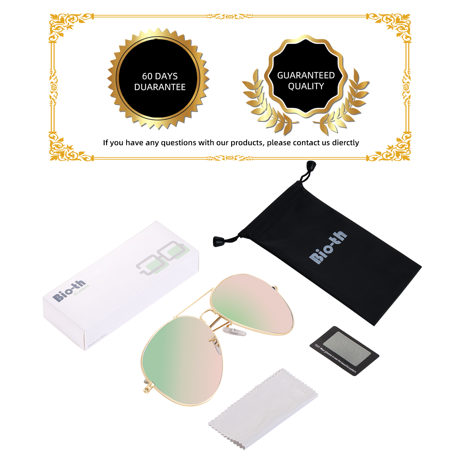 Polarized Aviator Sunglasses UV Protection Metal Mirror Frame
