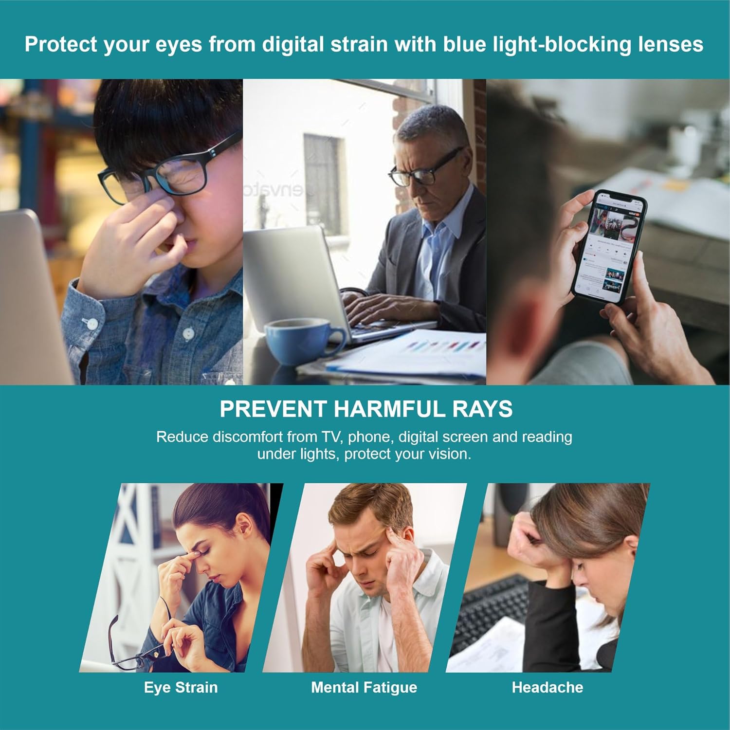 Blue Light Glasses for Woman Men Oversized Blue Light Blocking Glasses Anti Eyestrain UV Protection Computer Eyeglasses