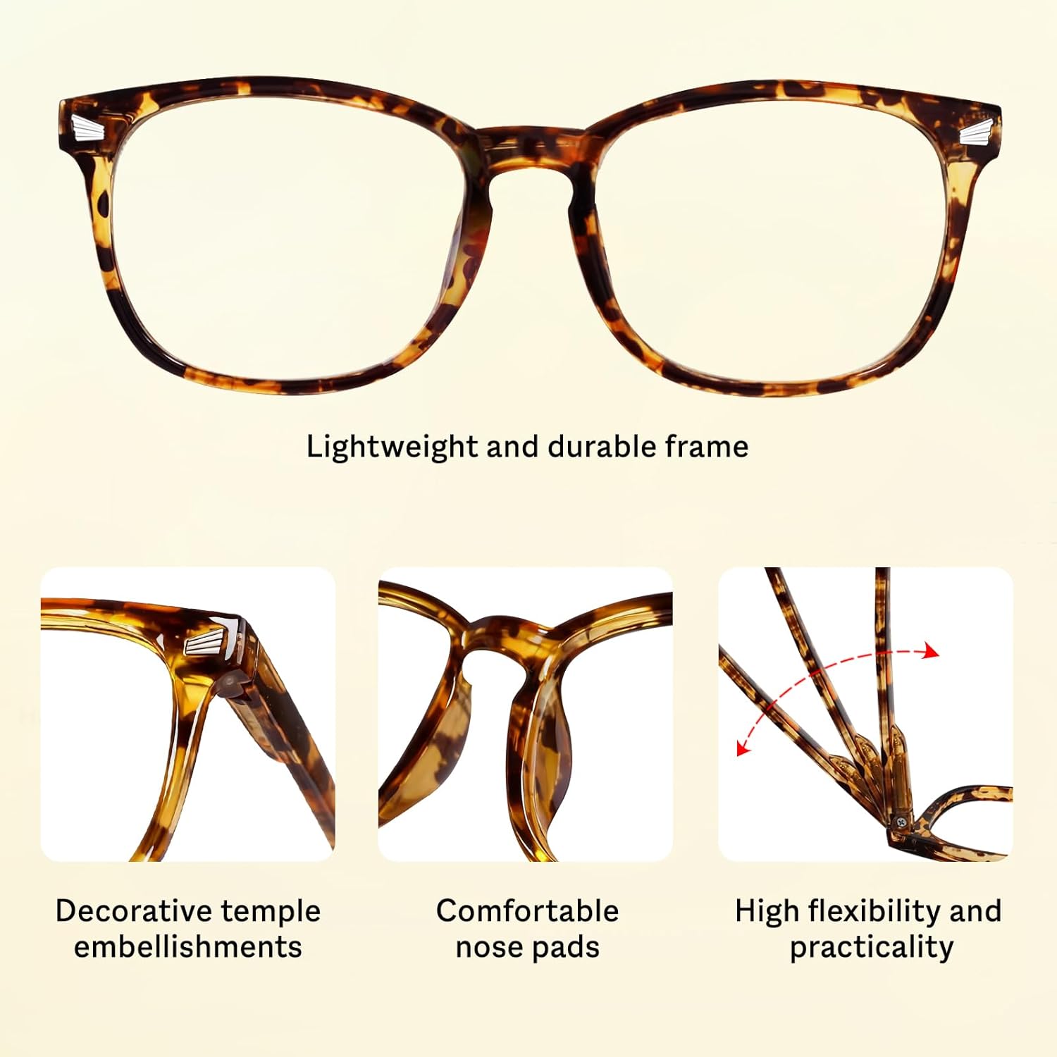 WINTOO Blue Light Glasses for Woman Men | 99% Blue Light Blocking Glasses for Computer Gaming TV Phone Screen Square Frame | Anti Eyestrain & UV Glare Protection - 3 Pair : 3