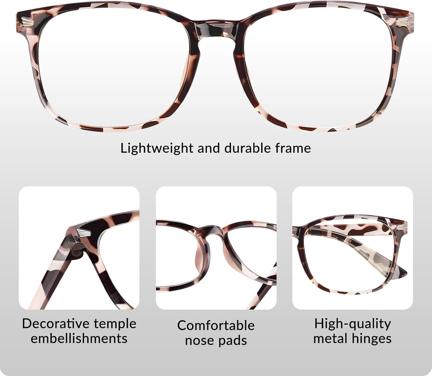 WINTOO Blue Light Glasses for Woman Men | 99% Blue Light Blocking Glasses for Computer Gaming TV Phone Screen Square Frame | Anti Eyestrain & UV Glare Protection - 3 Pair : 3