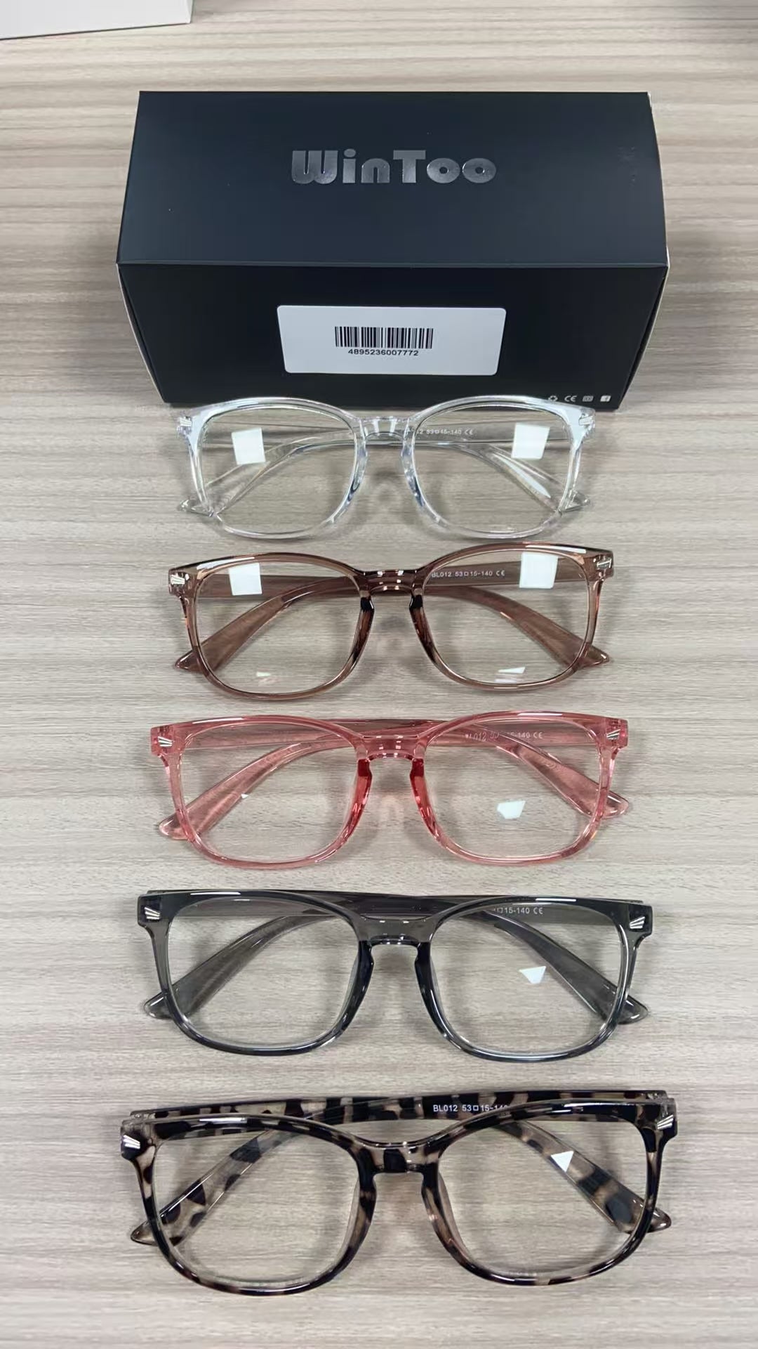 WINTOO Blue Light Glasses for Woman Men | 99% Blue Light Blocking Glasses for Computer Gaming TV Phone Screen Square Frame | Anti Eyestrain & UV Glare Protection - 5 Pair : 6