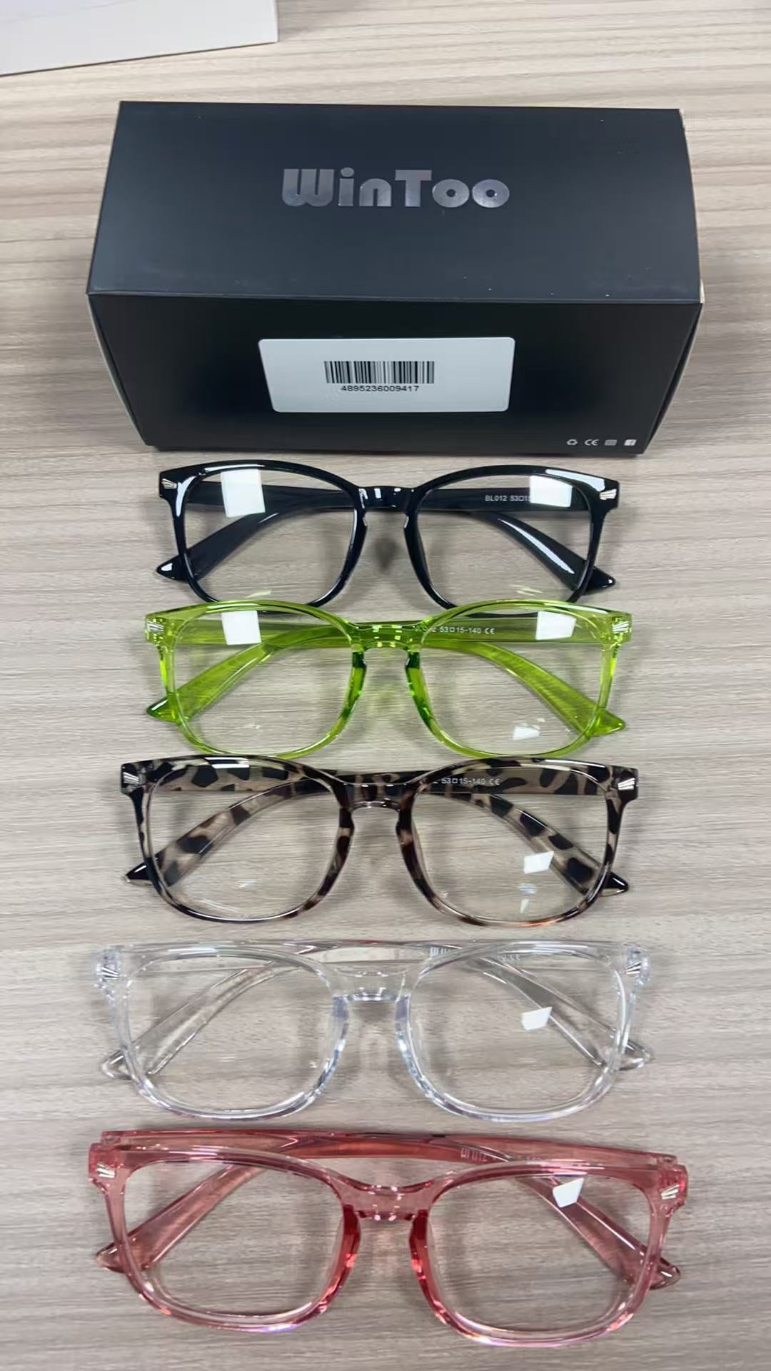 WINTOO Blue Light Glasses for Woman Men | 99% Blue Light Blocking Glasses for Computer Gaming TV Phone Screen Square Frame | Anti Eyestrain & UV Glare Protection - 5 Pair : 5