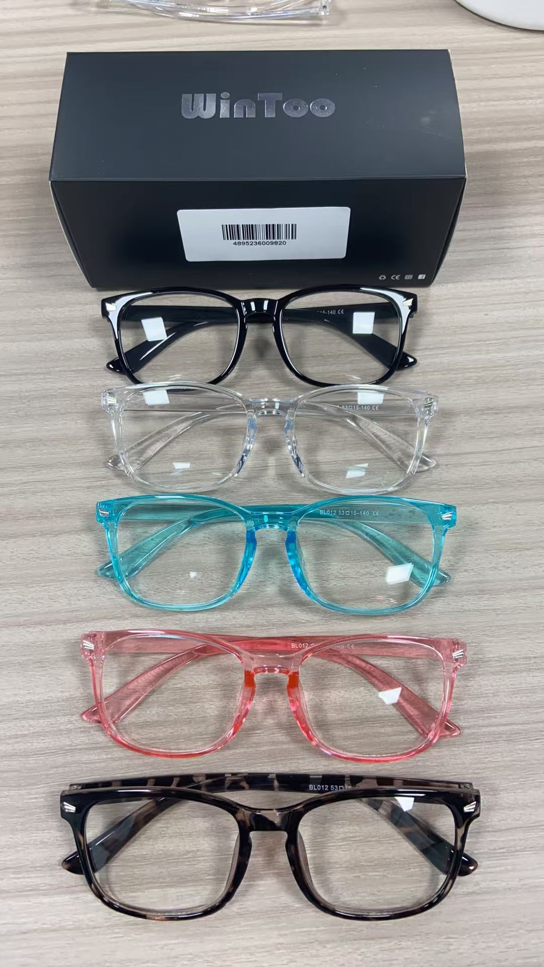 WINTOO Blue Light Glasses for Woman Men | 99% Blue Light Blocking Glasses for Computer Gaming TV Phone Screen Square Frame | Anti Eyestrain & UV Glare Protection - 5 Pair : 4