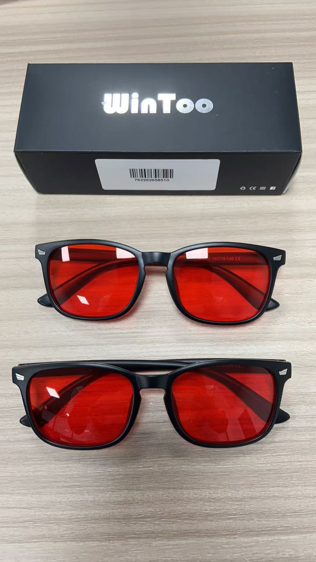 WINTOO Red Lens Glasses Blue Light Glasses Men Women - 99.9% Blue Green Blocking for Computer, Gaming, TV, Phone Screens : 7