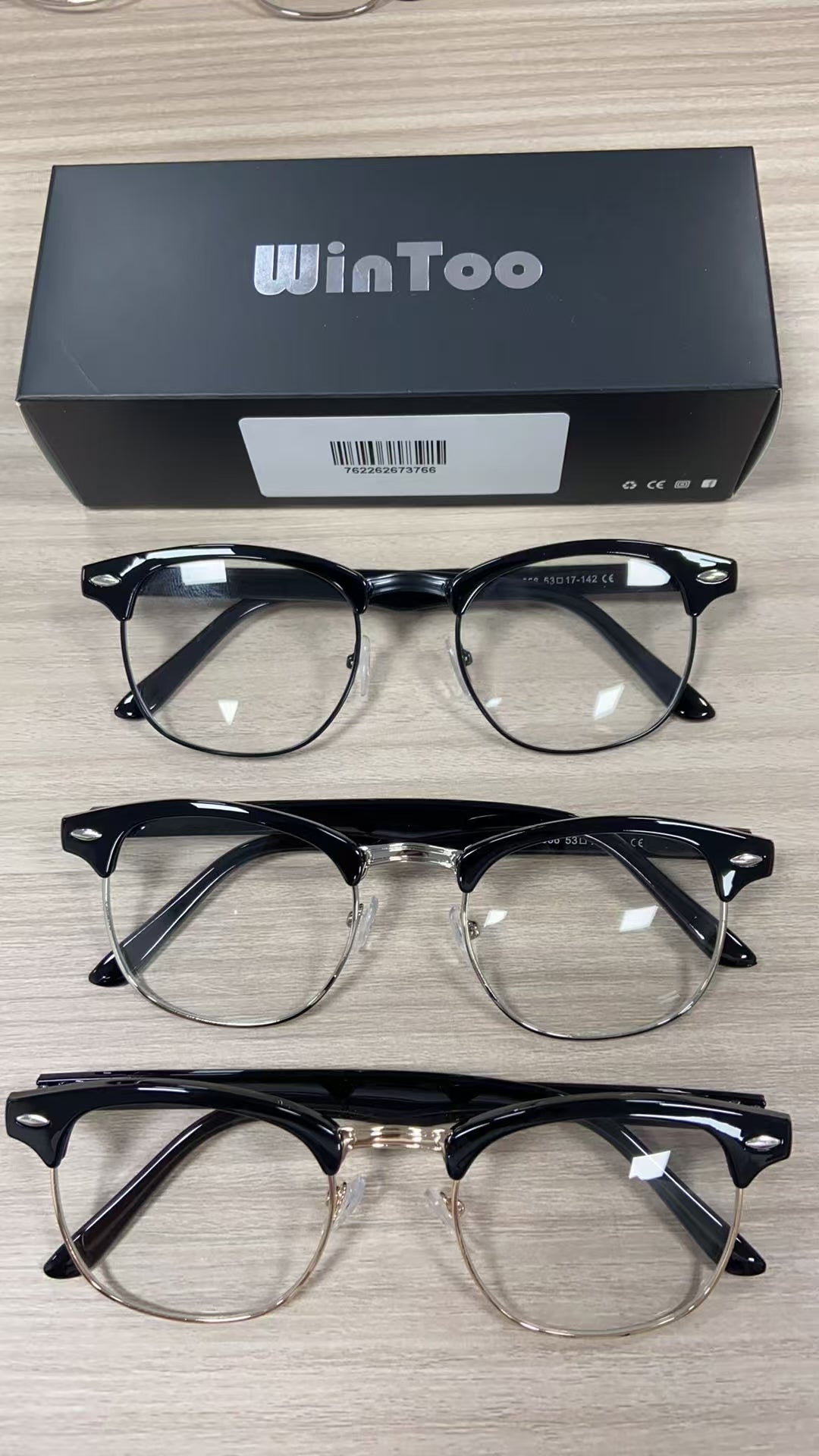 WINTOO Blue Light Glasses Men and Woman, 99% Blue Light Blocking Glasses for Computer Gaming TV Phone Screen Half Frame UV Clear Lens Anti Eyestrain : 25