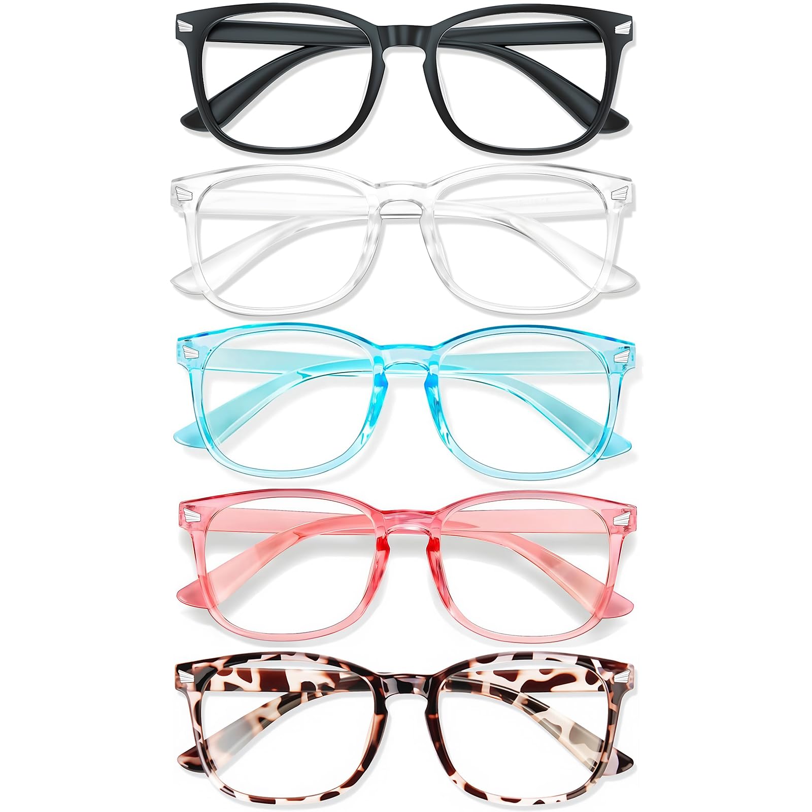 WINTOO Blue Light Glasses for Woman Men | 99% Blue Light Blocking Glasses for Computer Gaming TV Phone Screen Square Frame | Anti Eyestrain & UV Glare Protection - 5 Pair (Copy) (Copy)