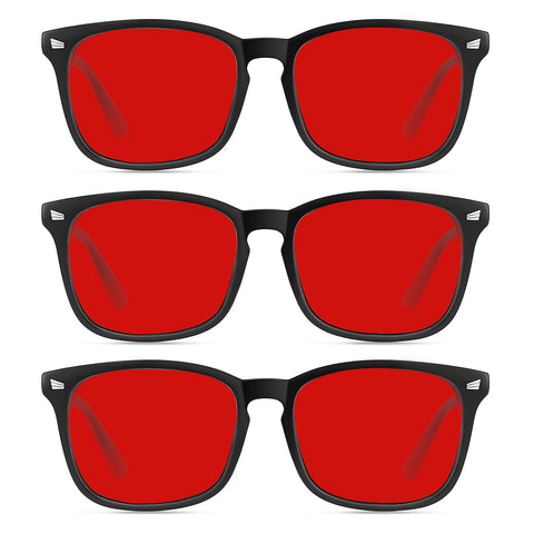 WINTOO Red Lens Glasses Blue Light Glasses Men Women - 99.9% Blue Green Blocking for Computer, Gaming, TV, Phone Screens - 3 Pair : 1 image