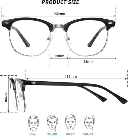 Blue Light Glasses Men and Woman, 99% Blue Light Blocking Glasses for Computer Gaming TV Phone Screen Half Frame UV Clear Lens Anti Eyestrain : 24 image