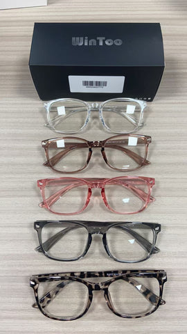 WINTOO Blue Light Glasses for Woman Men | 99% Blue Light Blocking Glasses for Computer Gaming TV Phone Screen Square Frame | Anti Eyestrain & UV Glare Protection - 5 Pair : 6 image